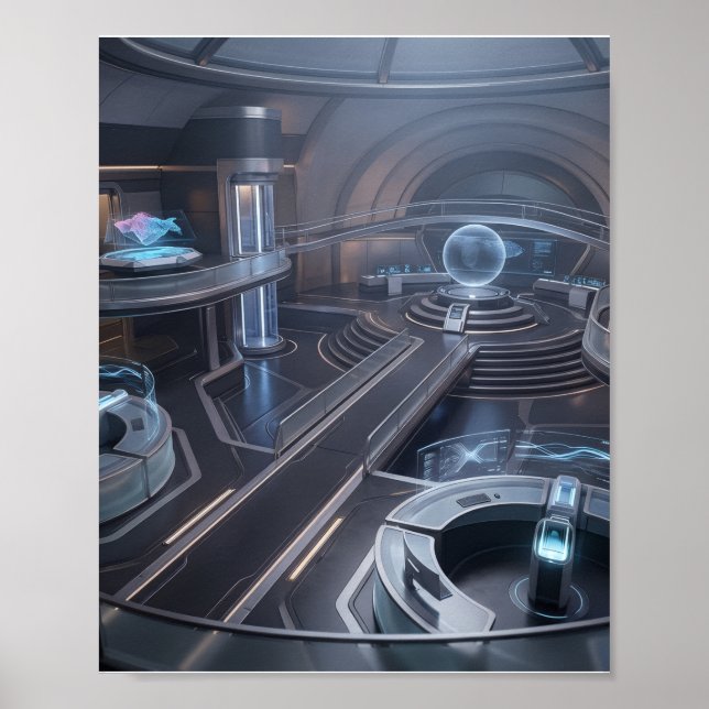 Futuristic Cyber Gaming Command Centre Poster (Front)