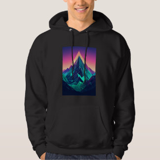 Futuristic cyber mountains with a sleek digital lo hoodie