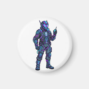Futuristic Cyber Pilot Mecha Graphic Hoodie Magnet