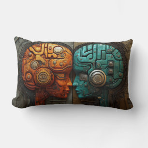 Futuristic Cyberpunk Artificial Intelligence Art Lumbar Pillow