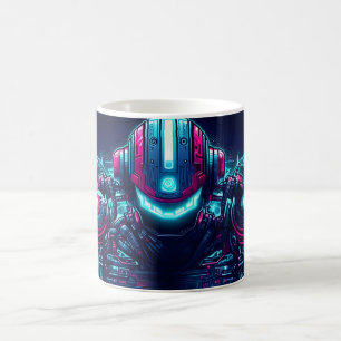 Futuristic Cyberpunk Robot Neon Food Ramen Coffee Mug