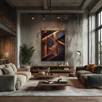 Futuristic Dark Orange Concrete Abstract