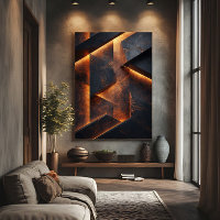 Futuristic Dark Orange Concrete Abstract