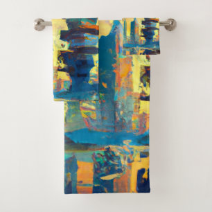 Futuristic Dystopian City, AI Generated Painting Bath Towel Set