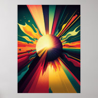 Futuristic Earth and Sun Line Art Retro 1