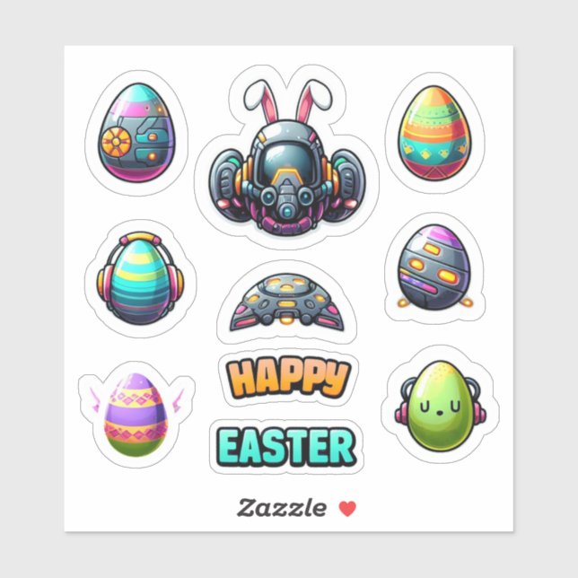 Futuristic Easter Stickers (Sheet)