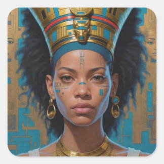 Futuristic Egyptian Queen Square Sticker