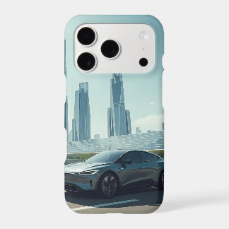 Futuristic Electric Car & Cyberpunk City Phone Cas