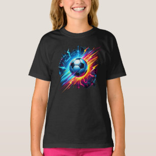 Futuristic Electric Football Soccer Ball Lightning T-Shirt