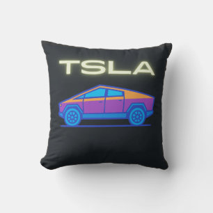Futuristic Electric Pickup Truck Cyber-Inspired Throw Pillow