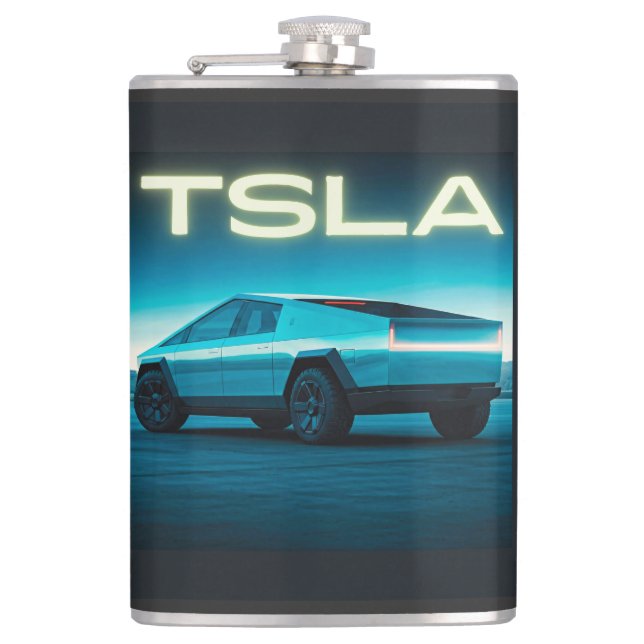 Futuristic Electric Pickup Truck Hip Flask (Front)