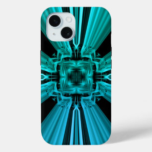 Futuristic Electric Plasma Fractal Design iPhone 15 Case