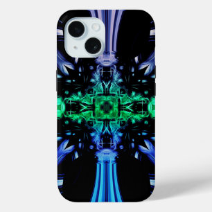 Futuristic Electric Plasma Fractal Design iPhone 15 Case