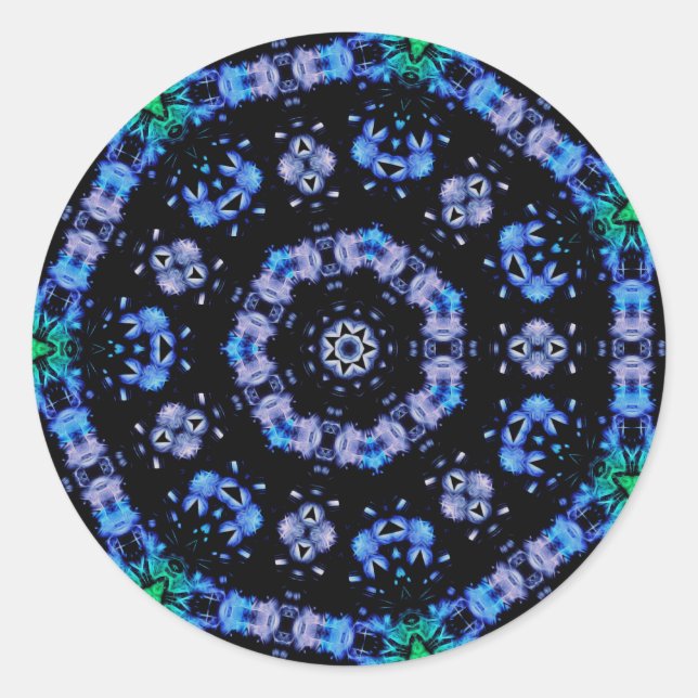 Futuristic Electric Plasma Fractal Design Classic Round Sticker (Front)