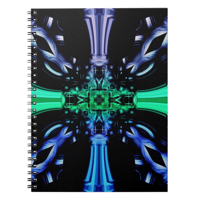 Futuristic Electric Plasma Fractal Design Notebook (Front)