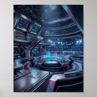 Futuristic Esports Command Centre Neon Technology Poster