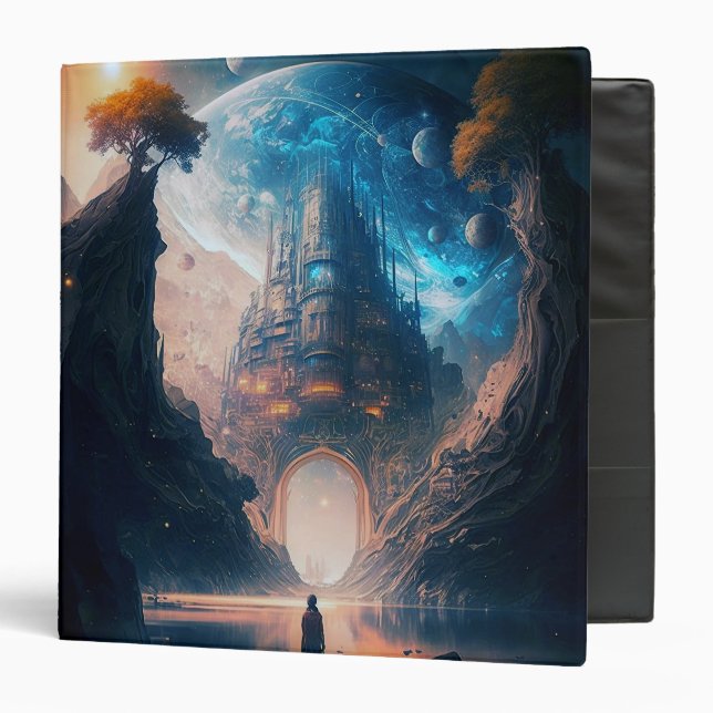 Futuristic Fantasy Castle Landscape 3 Ring Binder (Front/Inside)