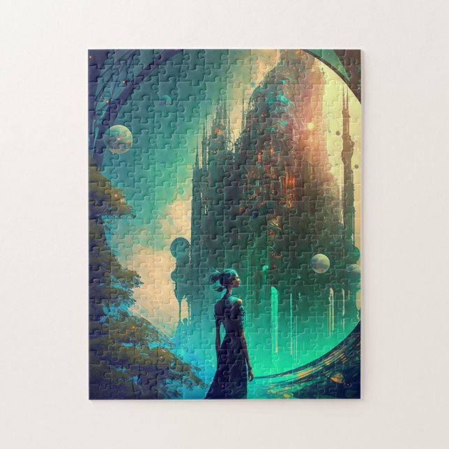 Futuristic Fantasy Castle Landscape Jigsaw Puzzle (Vertical)