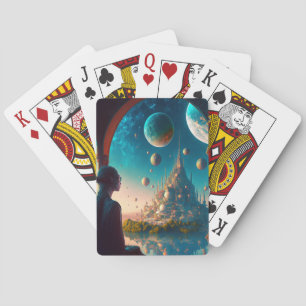 Futuristic Fantasy Castle Landscape Playing Cards