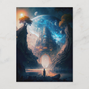 Futuristic Fantasy Castle Landscape Postcard