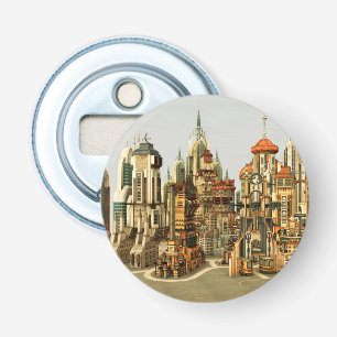 Futuristic Fantasy City Sci Fi Skyline Art Bottle Opener