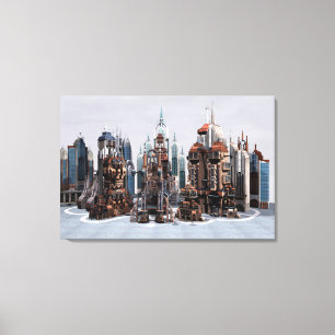 Futuristic Fantasy City Sci Fi Skyline Art Canvas Print