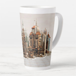 Futuristic Fantasy City Sci Fi Skyline Art Latte Mug