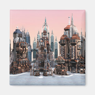 Futuristic Fantasy City Sci Fi Skyline Art Magnet