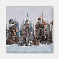 Futuristic Fantasy City Sci Fi Skyline Art