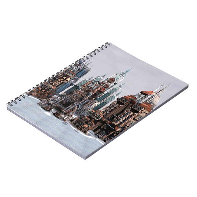 Futuristic Fantasy City Sci Fi Skyline Art Notebook (Left Side)