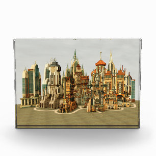 Futuristic Fantasy City Sci Fi Skyline Art Photo Block