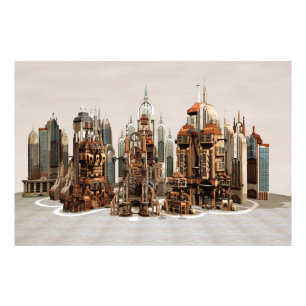 Futuristic Fantasy City Sci Fi Skyline Art Photo Print