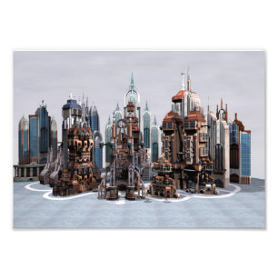 Futuristic Fantasy City Sci Fi Skyline Art Photo Print