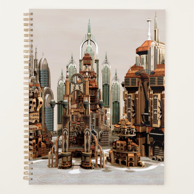 Futuristic Fantasy City Sci Fi Skyline Art Planner (Front)