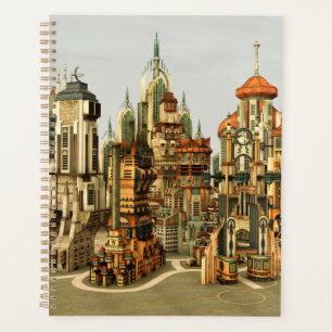 Futuristic Fantasy City Sci Fi Skyline Art Planner