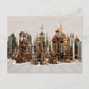 Futuristic Fantasy City Sci Fi Skyline Art Postcard
