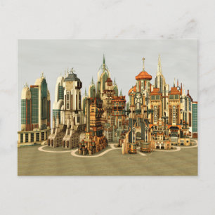 Futuristic Fantasy City Sci Fi Skyline Art Postcard