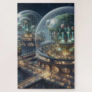 Futuristic Fantasy Plant Bio Domes Jigsaw Puzzle