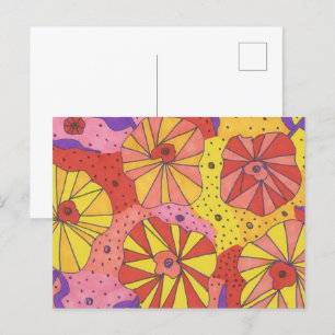 Futuristic Floral Garden Art Postcard