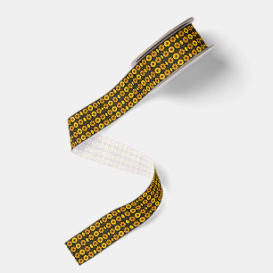 Futuristic floral pattern grosgrain ribbon