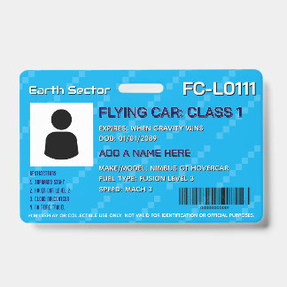 Futuristic Flying Car License Badge