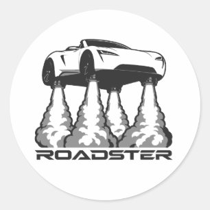 Futuristic Flying Roadster Vector Art Classic Round Sticker
