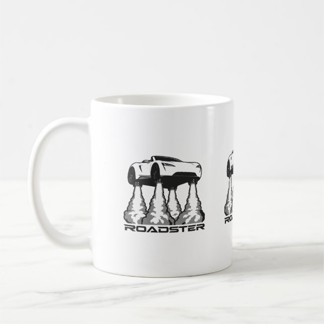 Futuristic Flying Roadster Vector Art Coffee Mug (Left)
