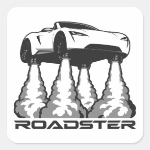 Futuristic Flying Roadster Vector Art Square Sticker