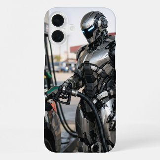 Futuristic Fuel Stop iPhone 16 Plus Case