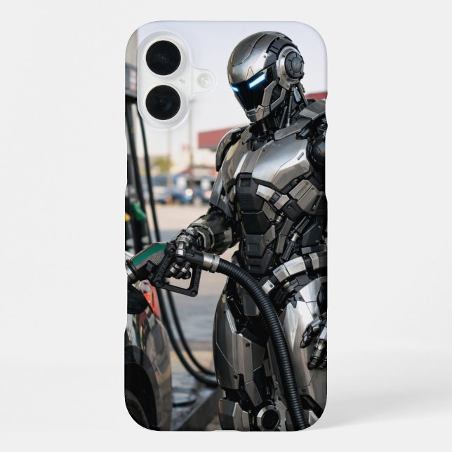 Futuristic Fuel Stop  iPhone Case ("When machines take the wheel, even refueling becomes a glimpse into tomorrow.")