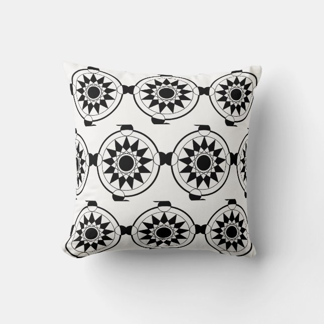 Futuristic Geometric Crop Circle Mandala Throw Pillow (Front)