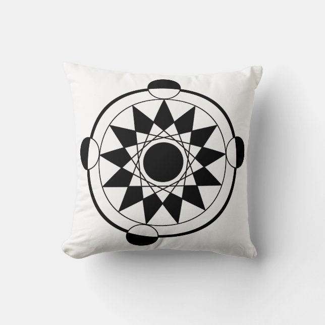 Futuristic Geometric Crop Circle Mandala Throw Pillow (Front)