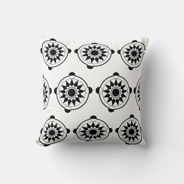 Futuristic Geometric Crop Circle Mandala Throw Pillow (Front)