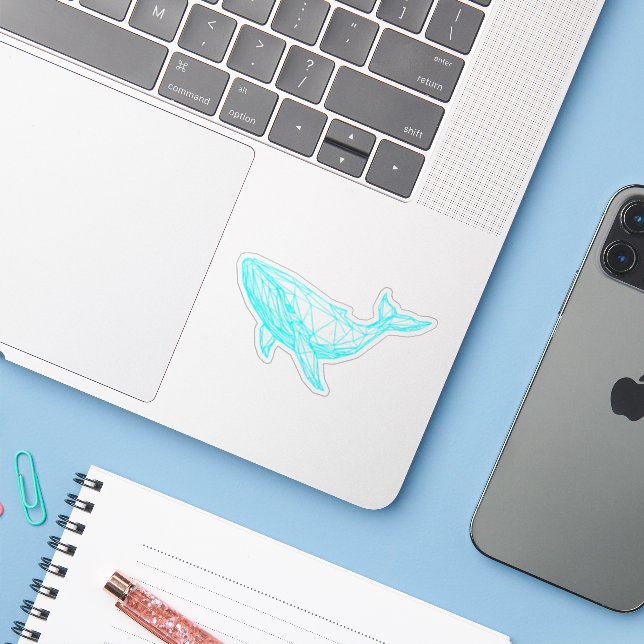 Futuristic Geometric Whale Sticker (Laptop w/ iPhone)